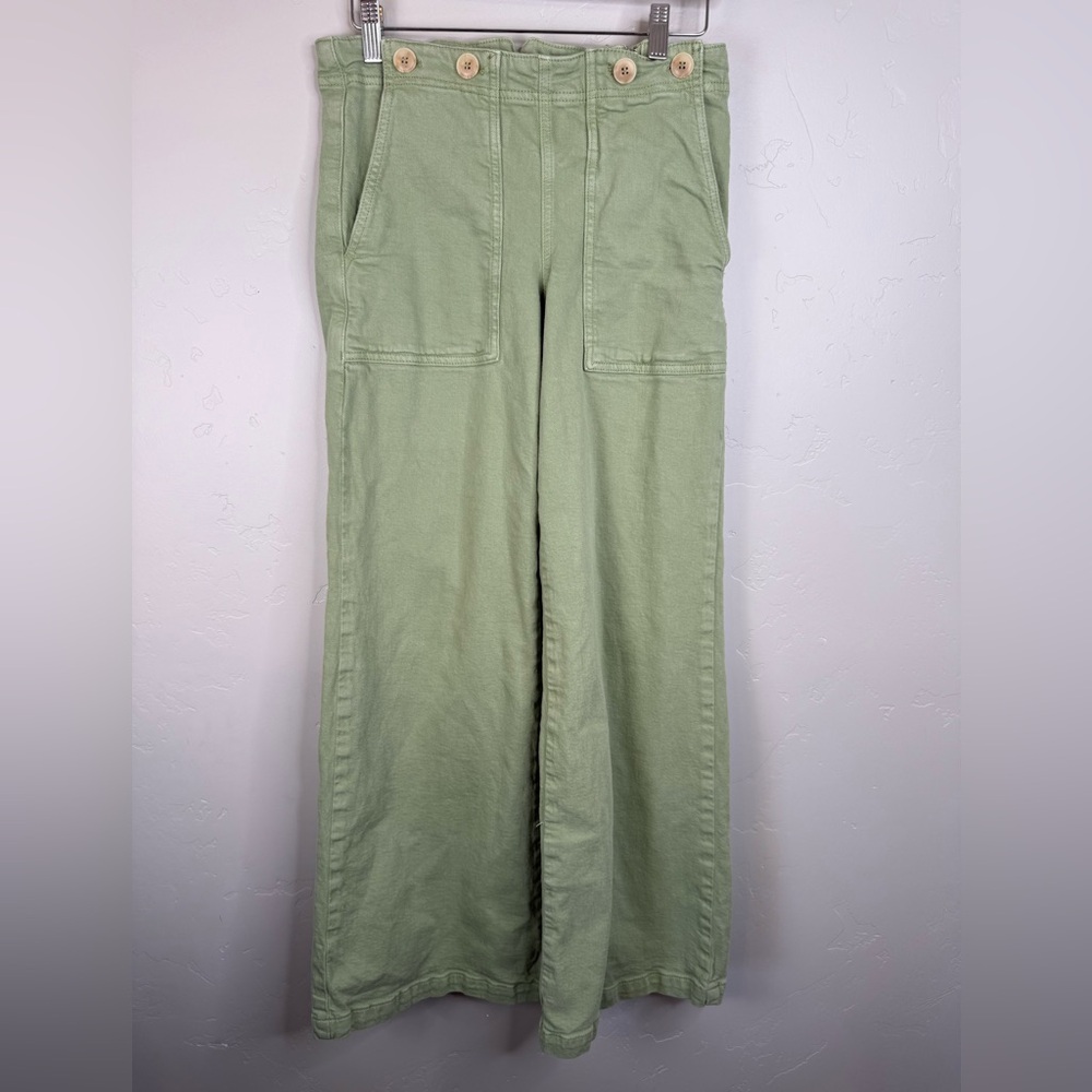 Anthropologie Light Green Wide-Leg Flare Jeans - Picture 4 of 15